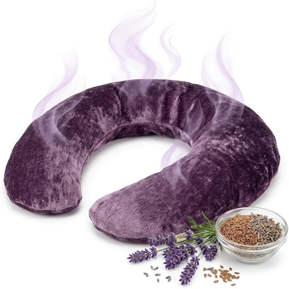 Kozi Weighted Heating Pad for Neck and Shoulders and Back | Microwavable Non Electric Portable Heat Wrap for Pain Relief and Relaxation | Upper Body Heated Comfort Pad,Amethyst