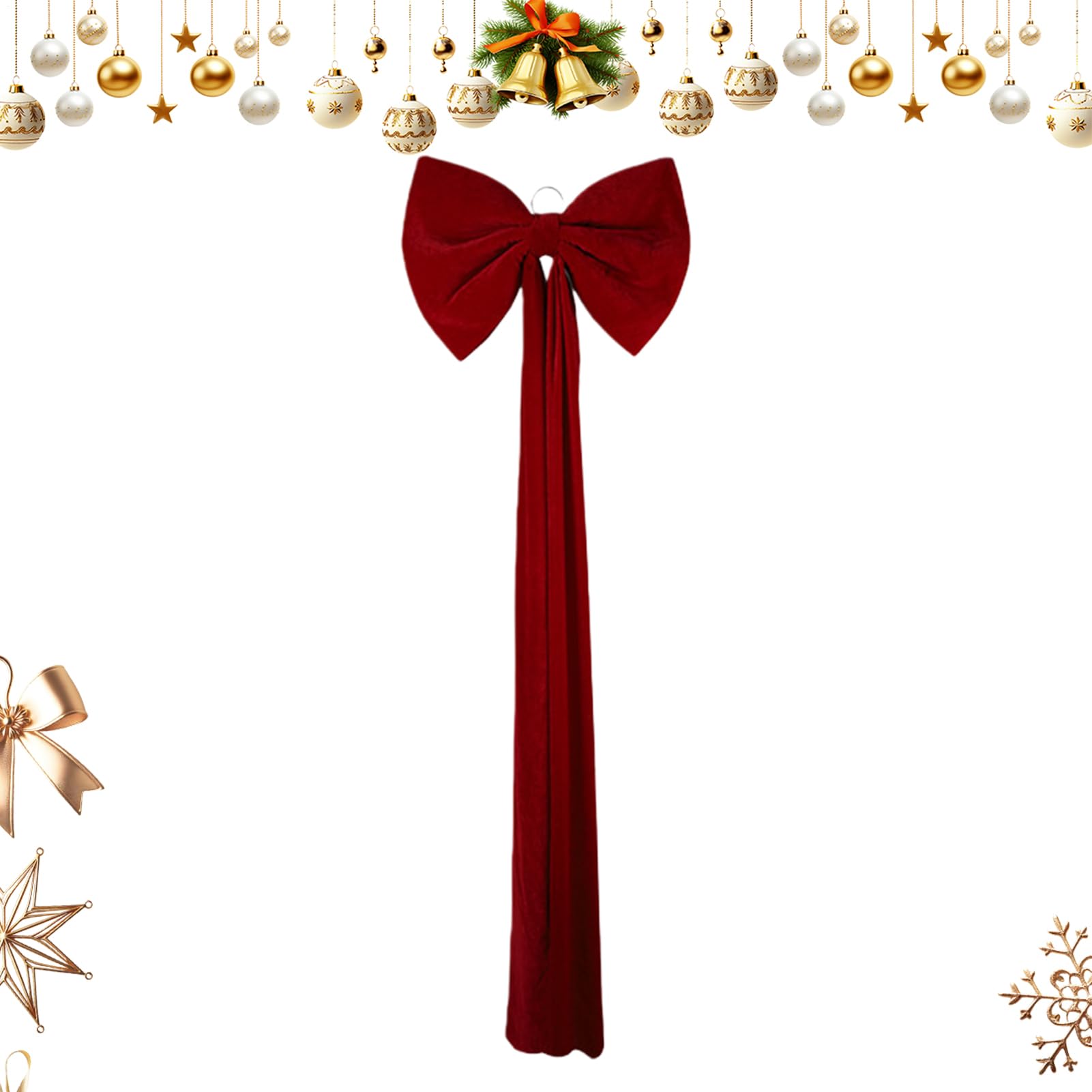 Décoration De Cime De Sapin De Noël en Forme De Nœud Décoration Rouge pour | Nœuds De Fête En Velours pour Armoire Maison Ferme Banquet Arbre De Noël Couronne Porte Soirée