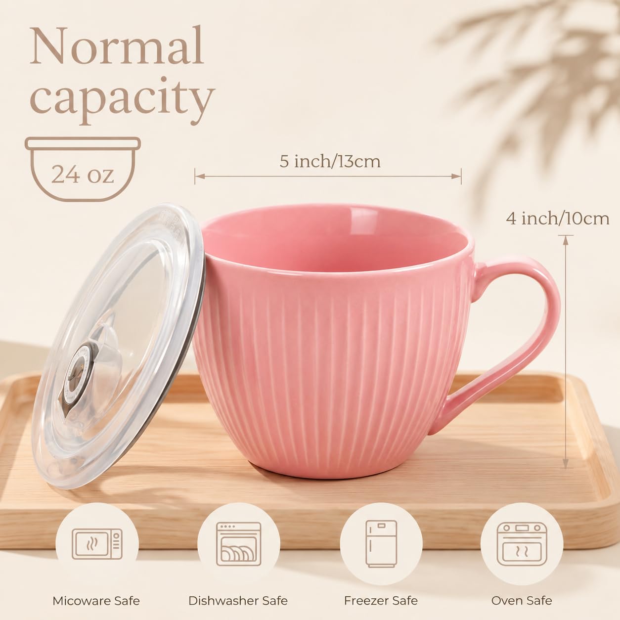 Tazones de cerámica con asas, tazas de café grandes de 24 onzas, tazas de sopa jumbo con tapas para cereales de desayuno, avena, café, té, microondas y lavavajillas, regalo de boda de inauguración de