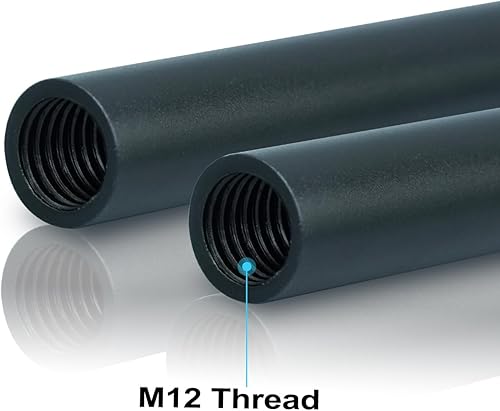 Miniatura 5 de ANNTERY Varillas de cámara de 0.591 in aleación de aluminio 12 pulgadas Negro Rail Rod 11.811 in Pack de 2-A013