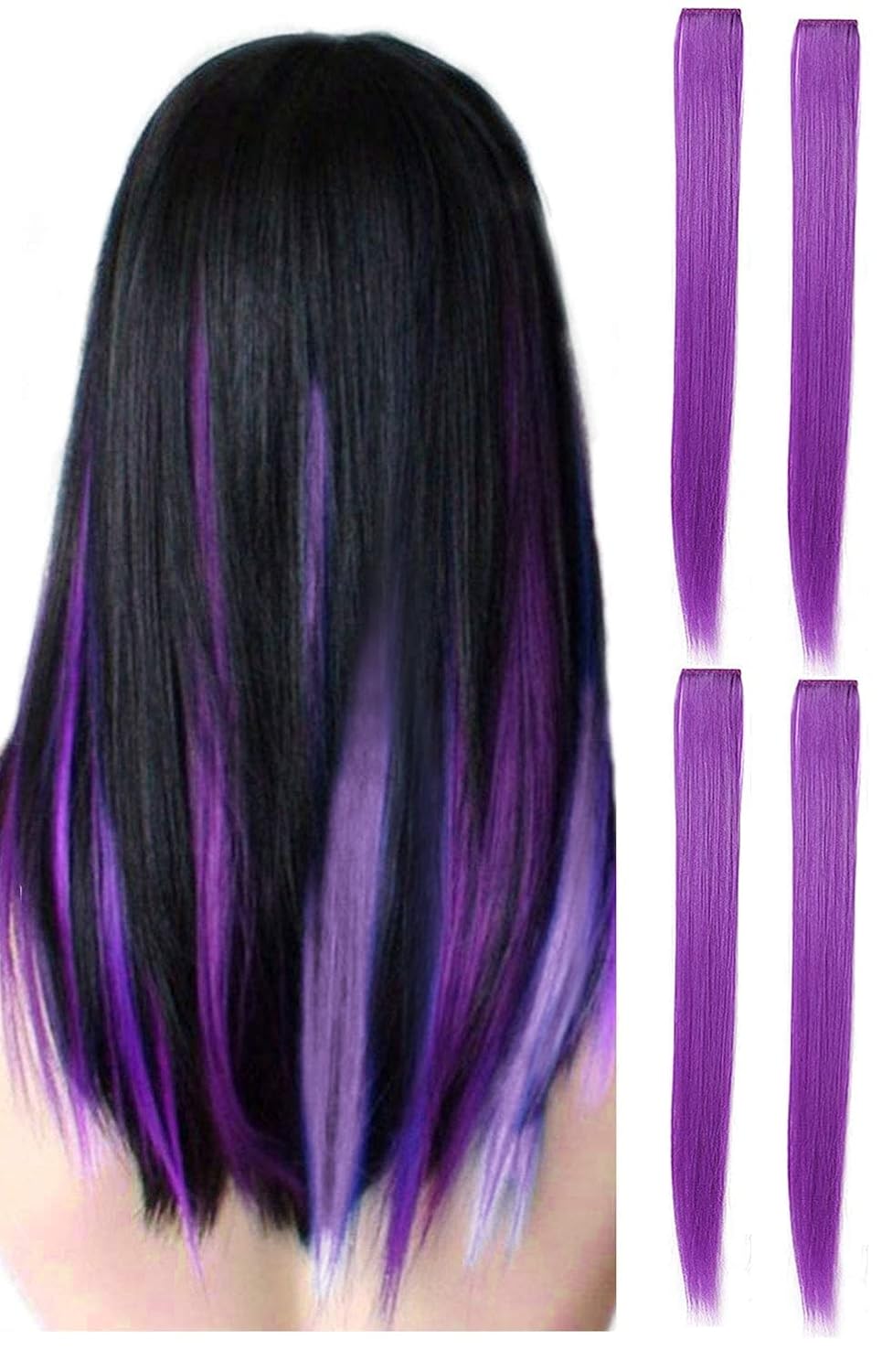Pelo Colored Hair Streaks Extensions Highlight Strips for Girls Women