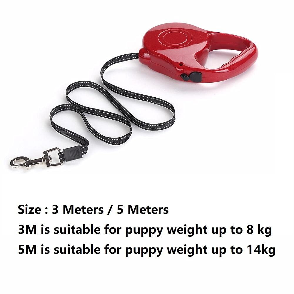 Guinzaglio Automatico per Cani Rosso 300 cm 5 m Guinzaglio per Cani Retrattile Automatico in Nylon per Cani Guinzaglio Estensibile per Passeggiate con Cuccioli 5 m, guinzaglio di trazione PE
