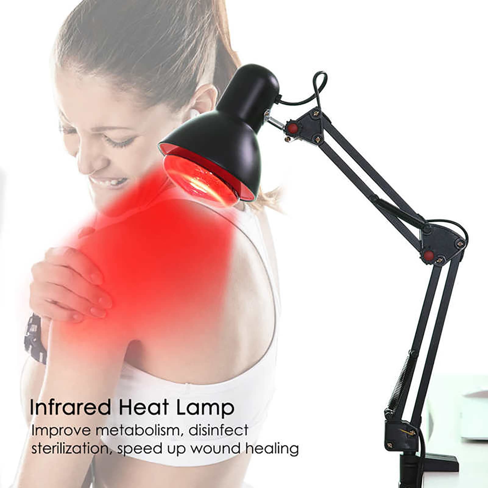 Lámpara de Terapia de Calor para masajes, lámpara de Fisioterapia con Abrazadera de Escritorio para aliviar el Dolor Muscular, para la recuperación Muscular, aliviar el Dolor, Promover la circulació