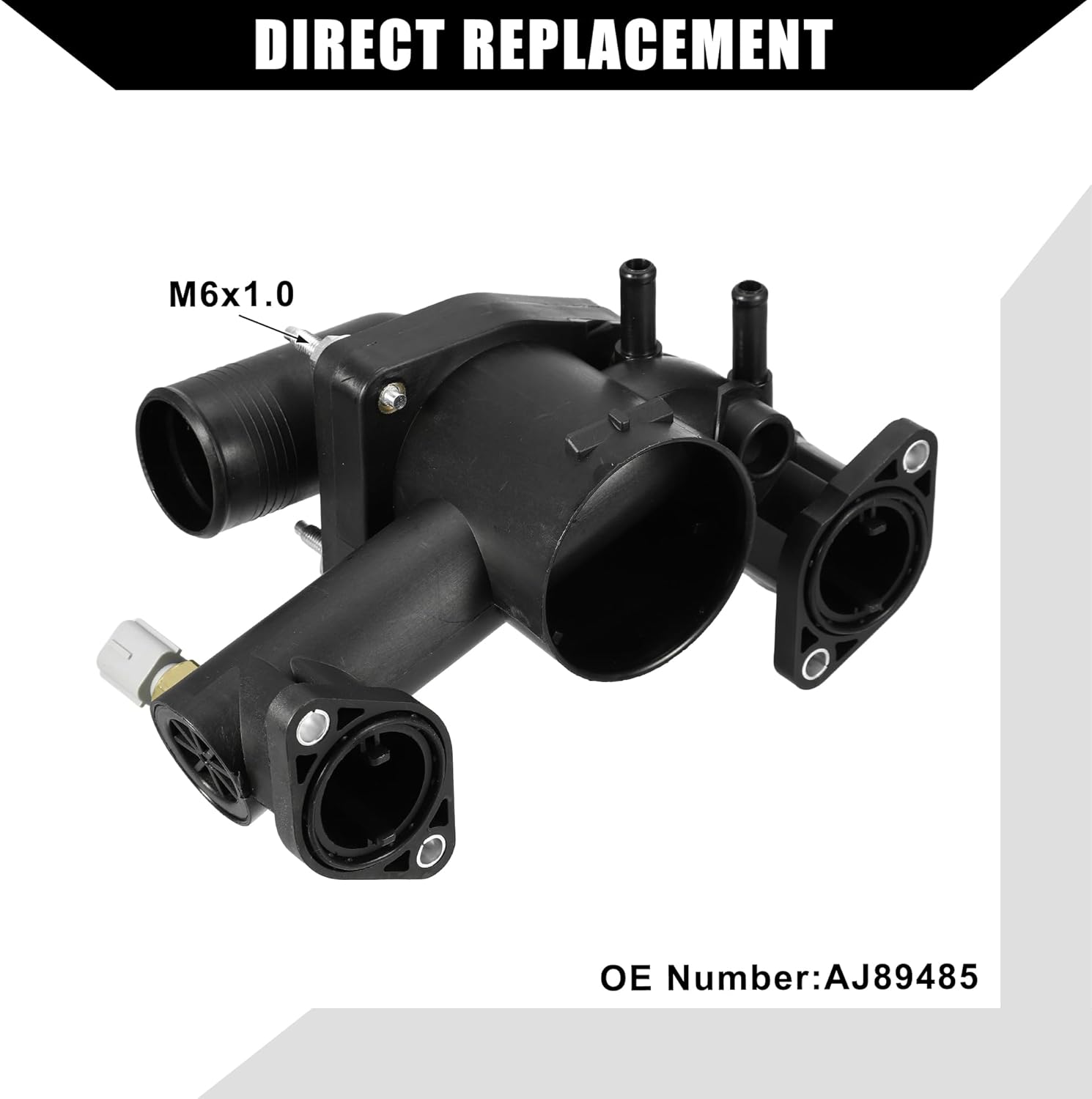 No.AJ89485 Engine Coolant Thermostat Housing Assembly for Jaguar XJ8 2004-2005 / Inner Water Pump Thermostat/Durable Plastic / 1Pcs Black