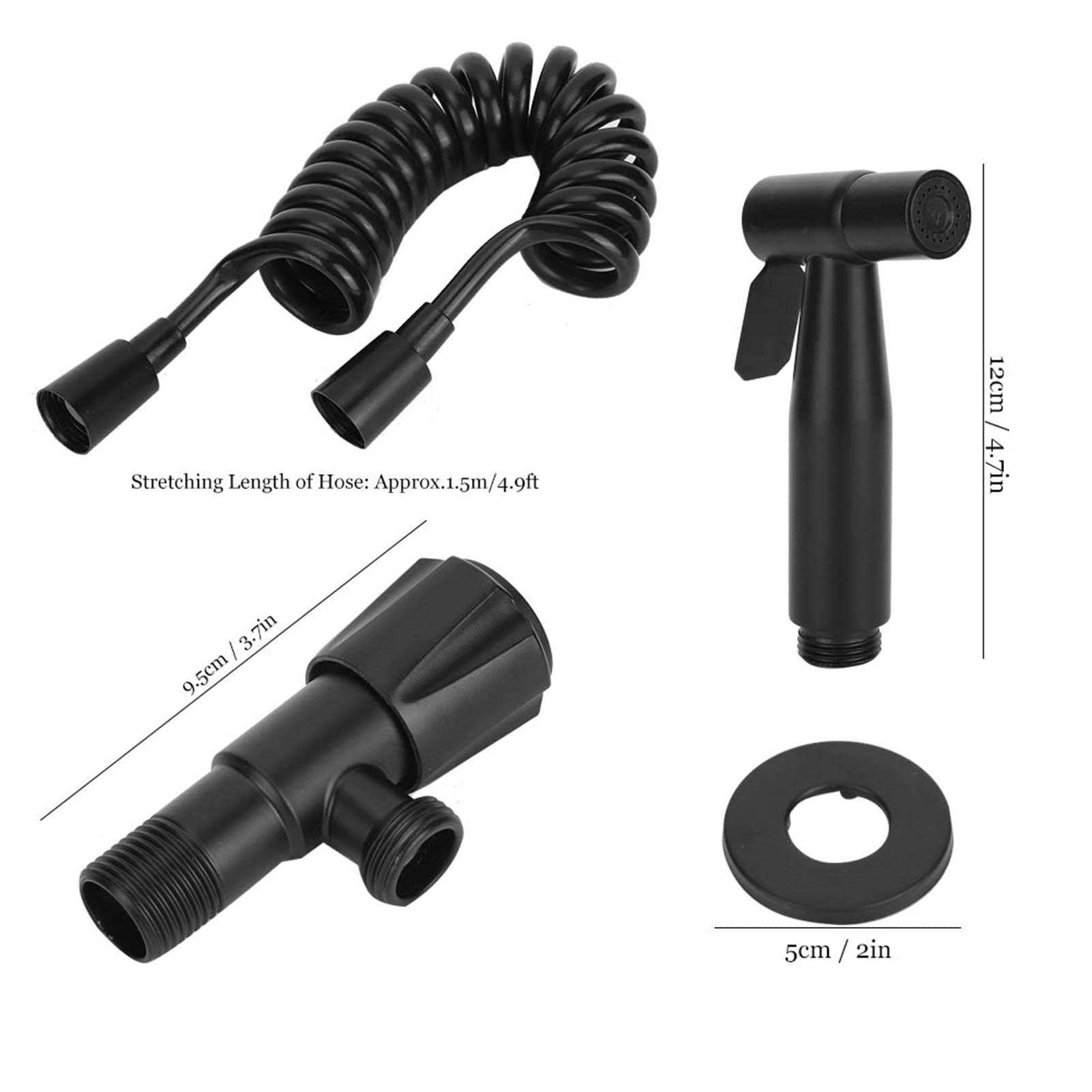 Spruzzatore per Bidet da Bagno, Spruzzatore per Bidet da Bagno G1 / 2 Set di spruzzatori per Bidet con Filettatura in Acciaio Inossidabile per WC da Bagno Stile B Nero