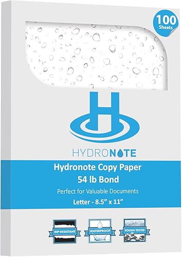 Miniatura 10 de Papel Hydronote - Papel de copia multiusos de 54 libras, 8.5 x 11 pulgadas, blanco, resistente a los desgarros, resistente al agua, papel para