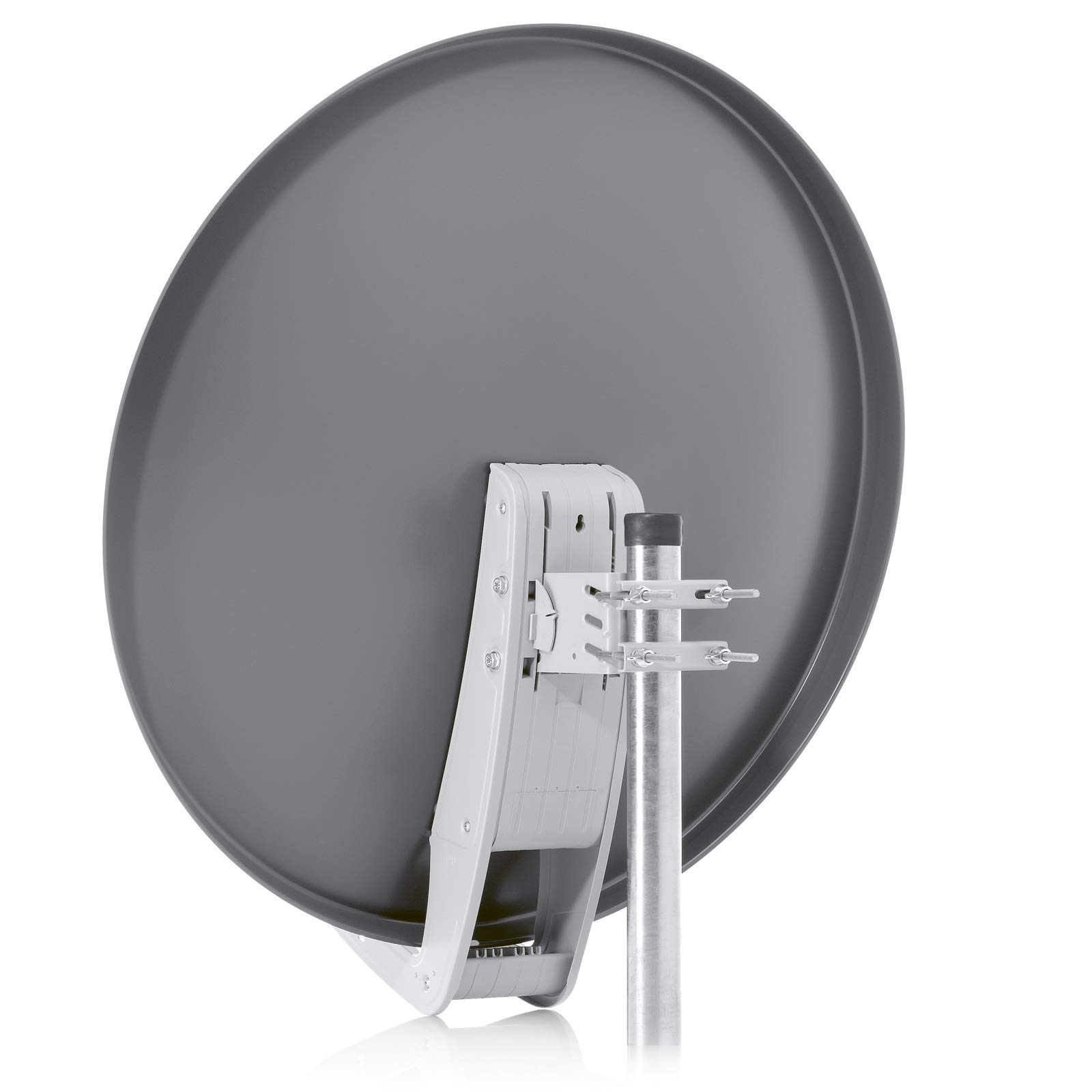 Fuba DAA 850 A 85cm Sat Schüssel Anthrazit Satellitenantenne Aluminium Reflektor + HB-DIGITAL UHD Quad LNB 4 Teilnehmer Direktanschluss schwarz 4K Utra HDTV Full HD 3D fähig + 8X F-Stecker vergoldet