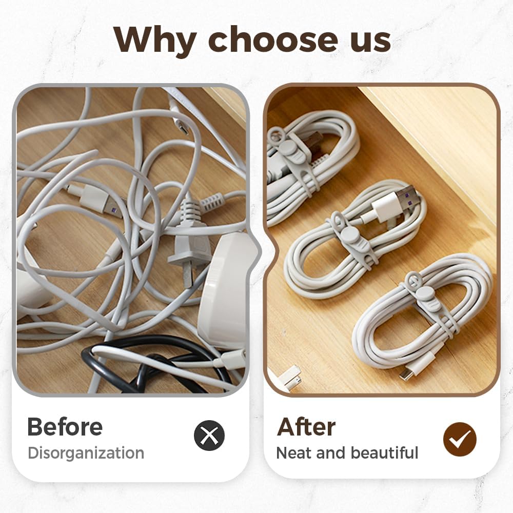 Silicone Cable Straps Cord Organizer, Elastic Charger Cable Strap for Bundling Earphone, Phone Charger, Computer Cords, Reusable Data Cable Organizer Ties in Home,Office,Kitchen,School (12Pcs)