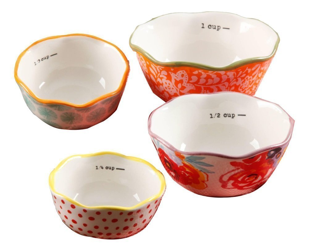 Flea Market 4-Piece Ceramic Decorated Measuring Bowls