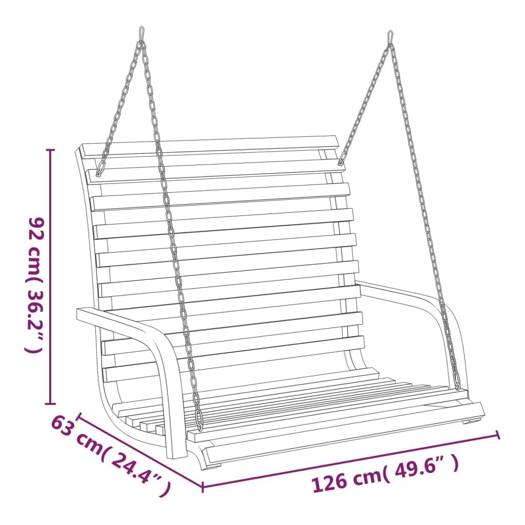 Schaukelbank Bugholz Massiv mit Teak-Finish 126x63x92 cm Gartenschaukel Hängeschaukel Outdoor Verandaschaukel Terrassenschaukel mit Ketten und robustem Holzrahmen für entspannte Momente