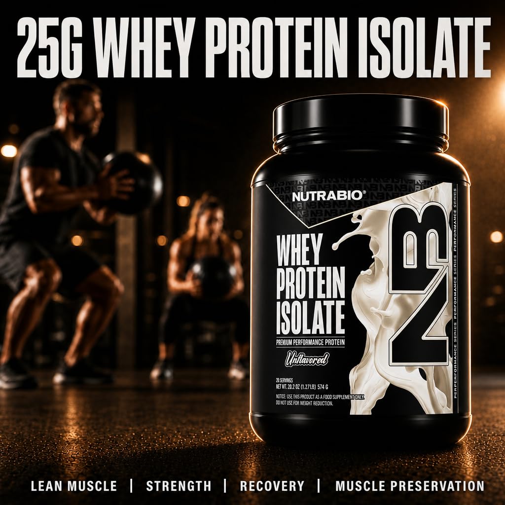 NutraBio 100% Whey Protein Isolate Protein Powder, 25g Protein with Complete Amino Acid Profile, Non-GMO, Soy & Gluten Free, Low Carb, Low Calorie Whey Protein Powder, Raw Unflavored, 20 Servings — Amazon image 2