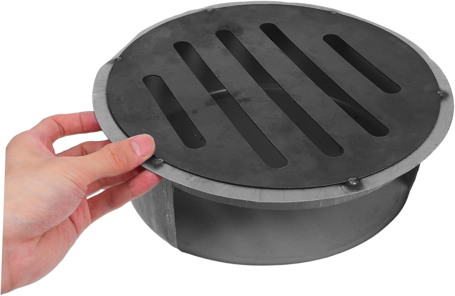 BESTonZON Stove Ash Box Round Fire Pit Ash Tray with Mesh Optimized Ventilation Suitable for Outdoor BBQ Compatible with Burning Rack for Fireplace