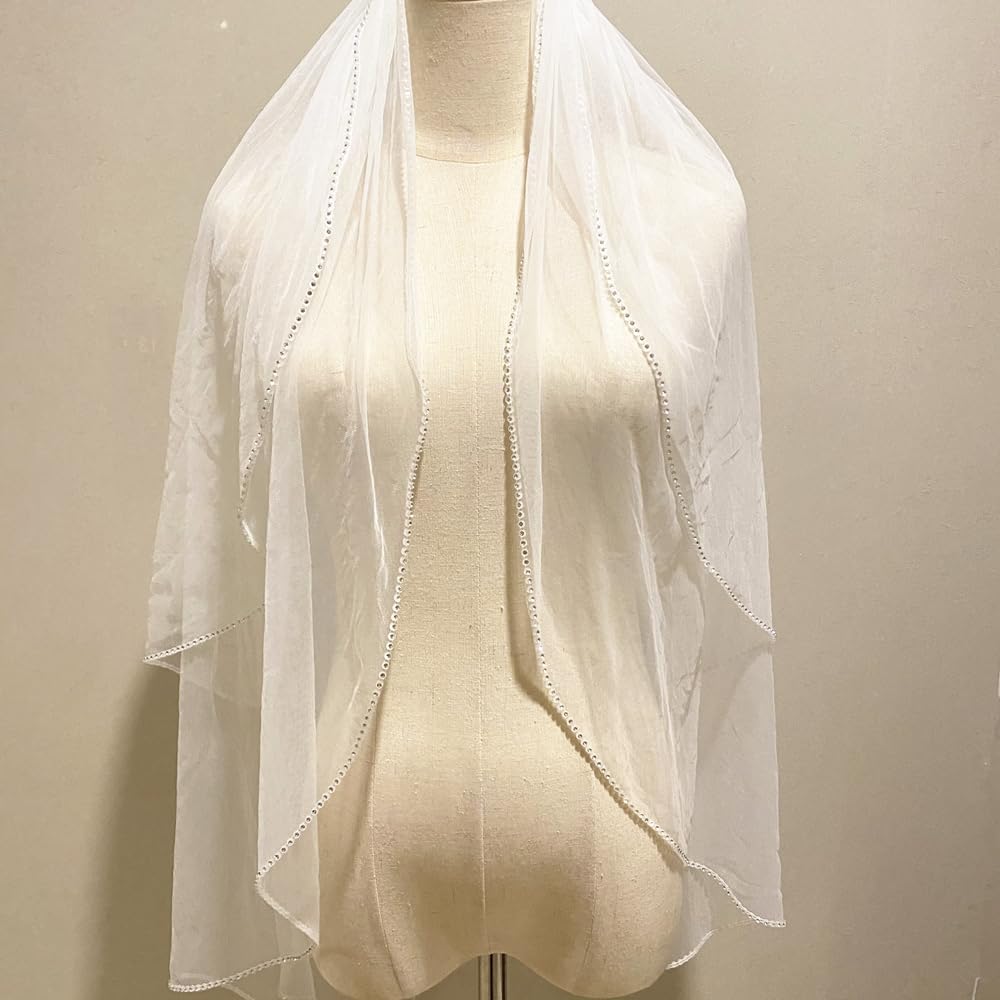 ROSEEDEN two ties 2T Lace Veil wedding bridal woman short veil soft tulle veil with metal comb