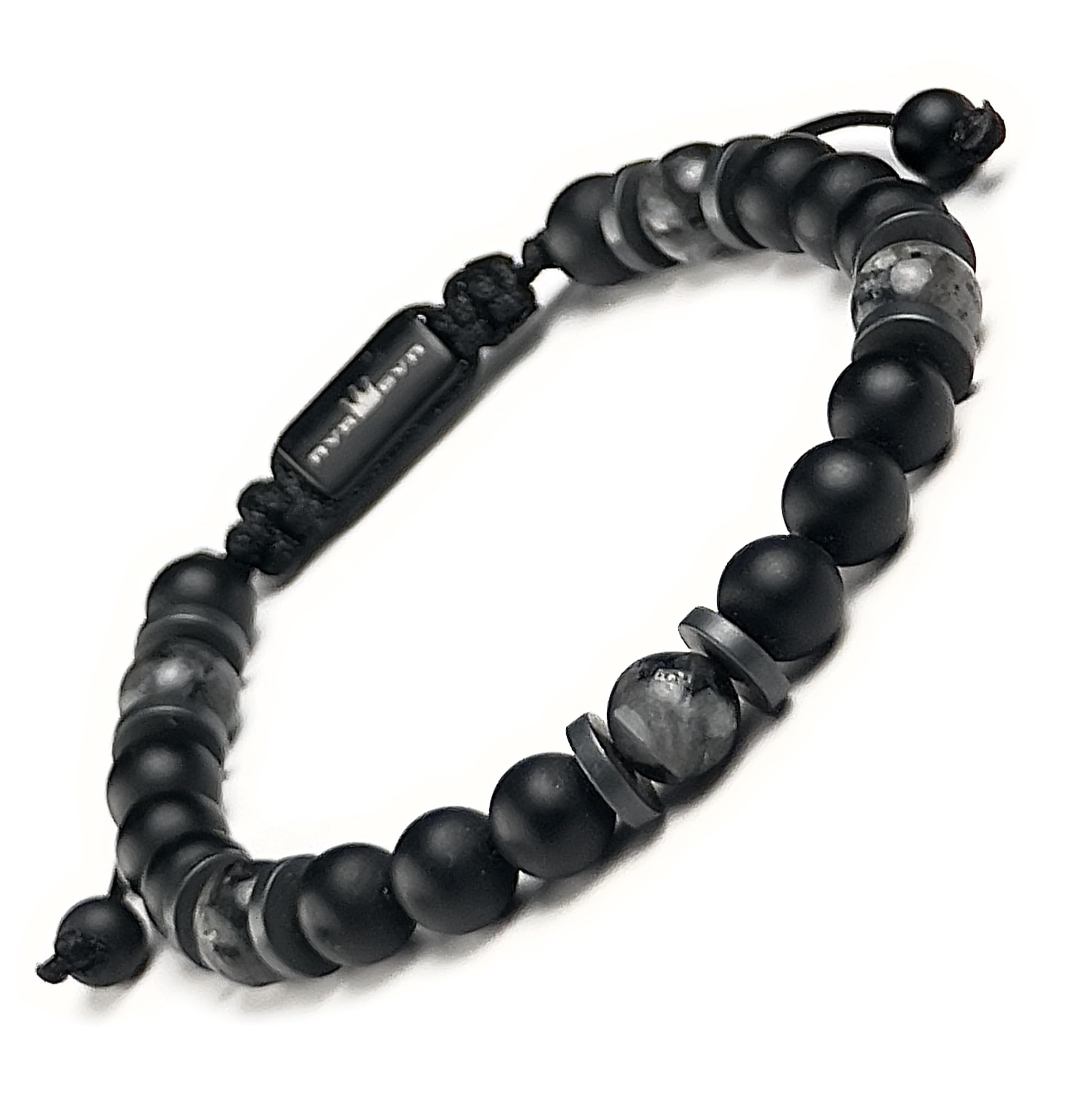 Mens Beaded Bracelet - Stone Jewelry, Black Onyx Hematite Bracelets, Mens Accessories, Adjustable