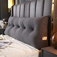 Vista 9 de Almohada triangular grande de cuña de lectura, cojín para cabecero de cama, cojín para cabecero, cojín para cama individual, matrimonial, Queen, Azul