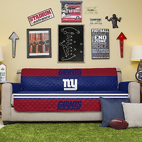 NFL New York Giants Sofa Couch Reversible Furniture Protector with Elastic Straps, 75-inches by 110-inches