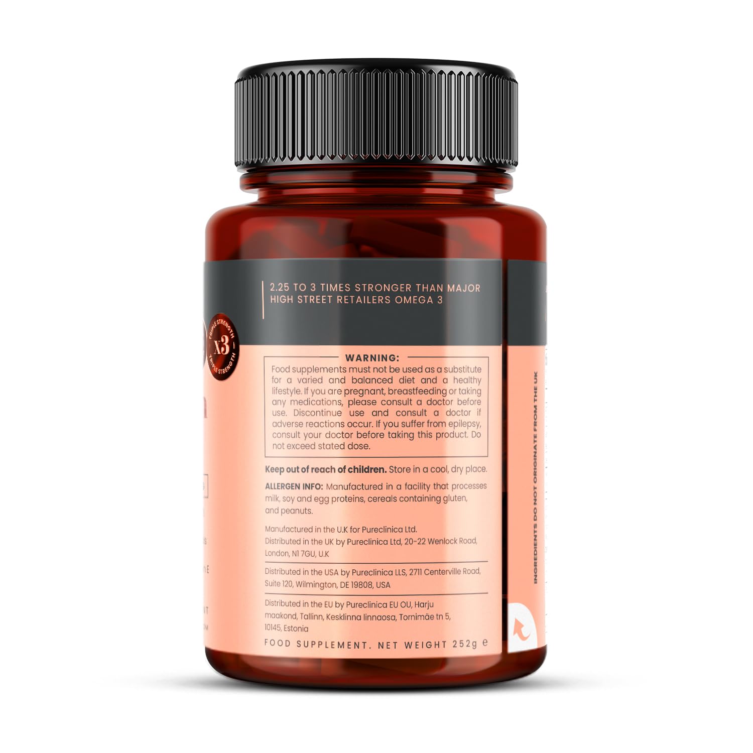 Triple Strength Omega 3 1000mg (720 Kapseln - 24 Monate Vorrat) - Dreifache Stärke der regulären Omega 3 Kapseln mit konzentrierten 650mg der Wirkstoffe DHA & EPA pro Kapsel