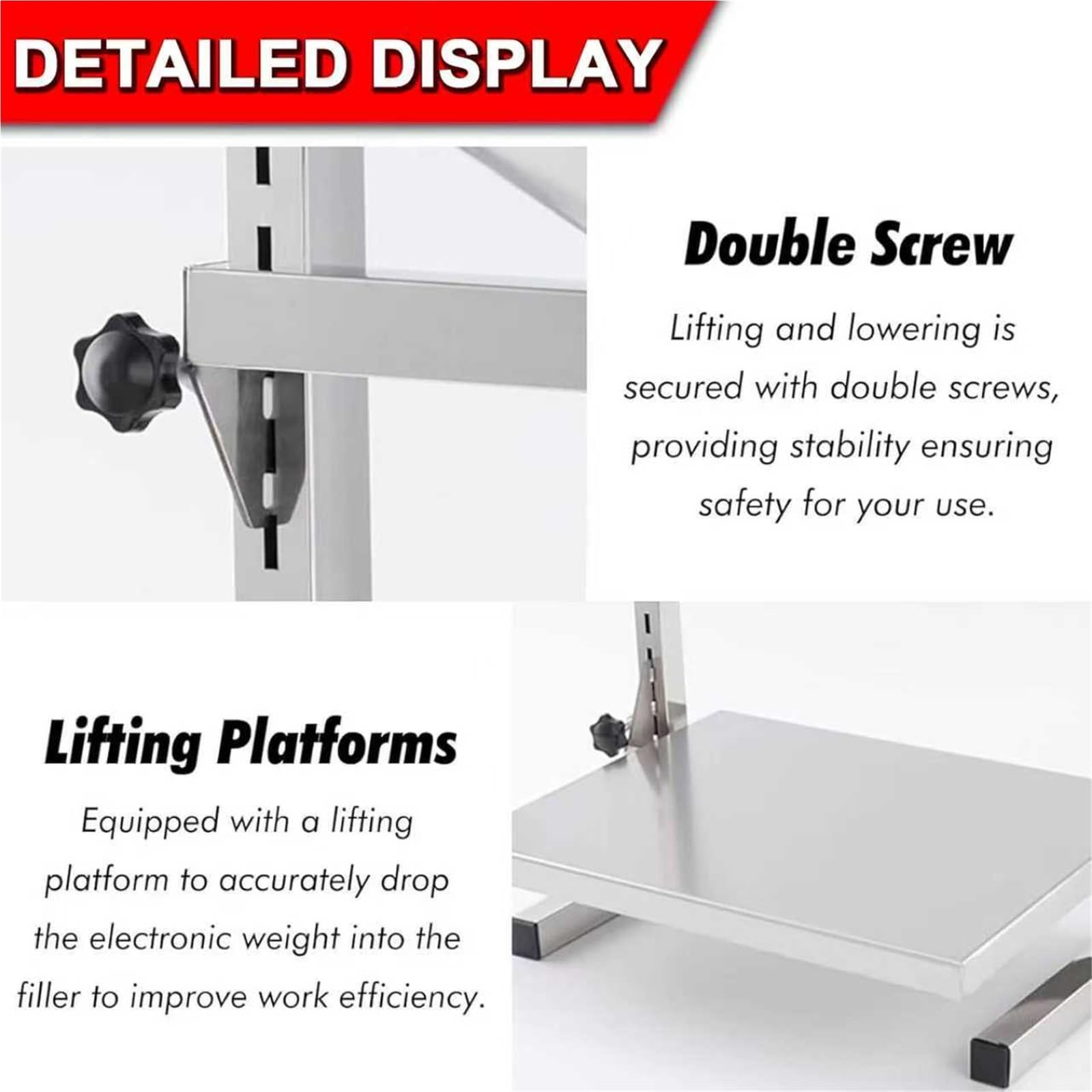 Embudo de llenado manual de tolva de alimentación, diámetro de salida de 6 cm, altura ajustable con soporte de soporte, ideal para embalaje de polvo, líquido y gránulos