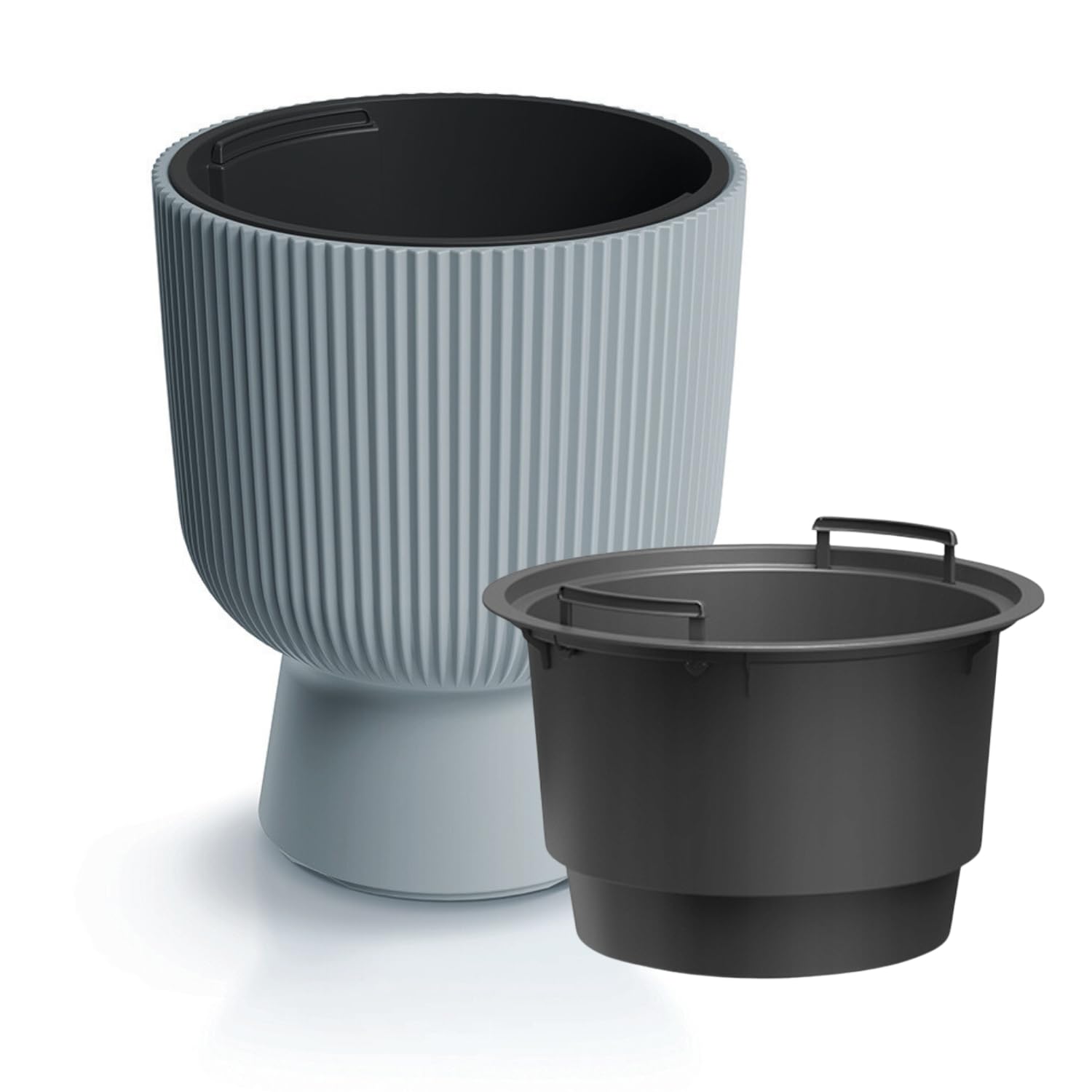 Prosperplast (Grey, 40Cm - 37L) Plant Pots Flower Planter 7 Colours 3 Sizes Tall Wavy Plastic Pot Boho Elegant