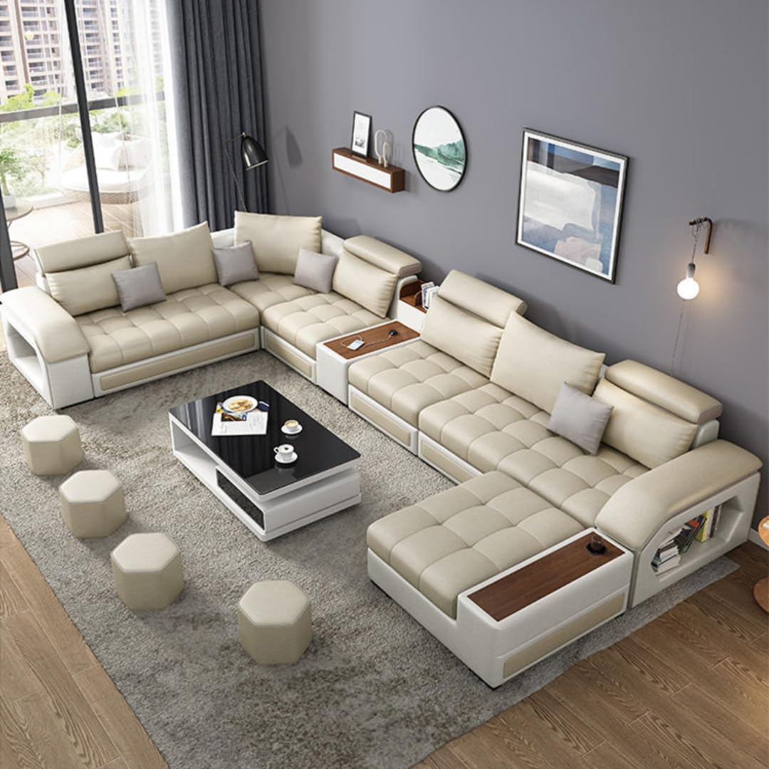 Homax. Dapper2 Interchangeable U Shape Latest Model Attractive Sectional Sofa Set with Stunning Smart Console - Couch 12 Seater Lounger Living Room, of 11 Items. Upholstery Premium Fabric,-image-44