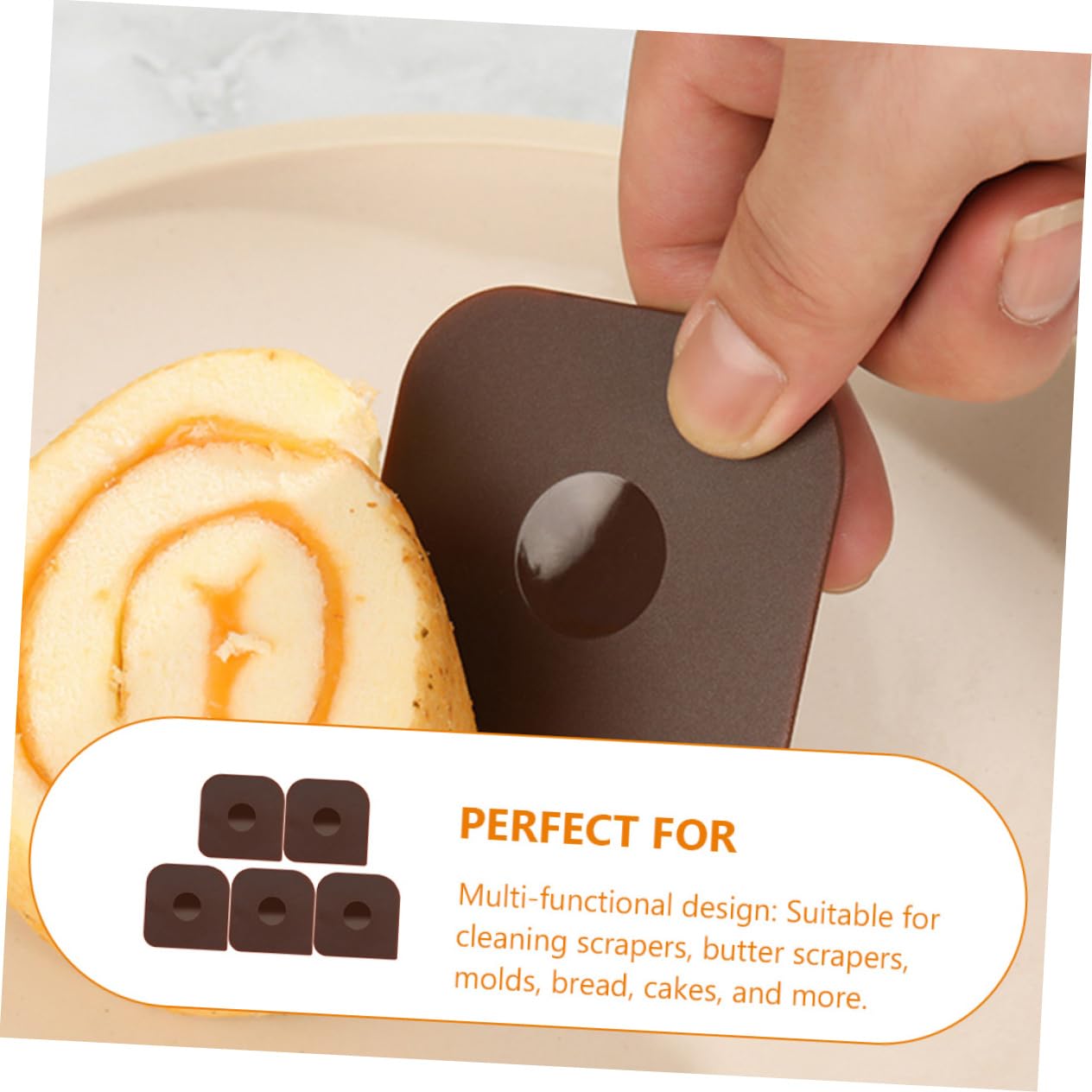 FUNOMOCYA Skillet Scraper 5pcs Set Pan Scraper Tool Cast Iron Pan Cleaner Non-stick Heat Resistant Kitchen Helper