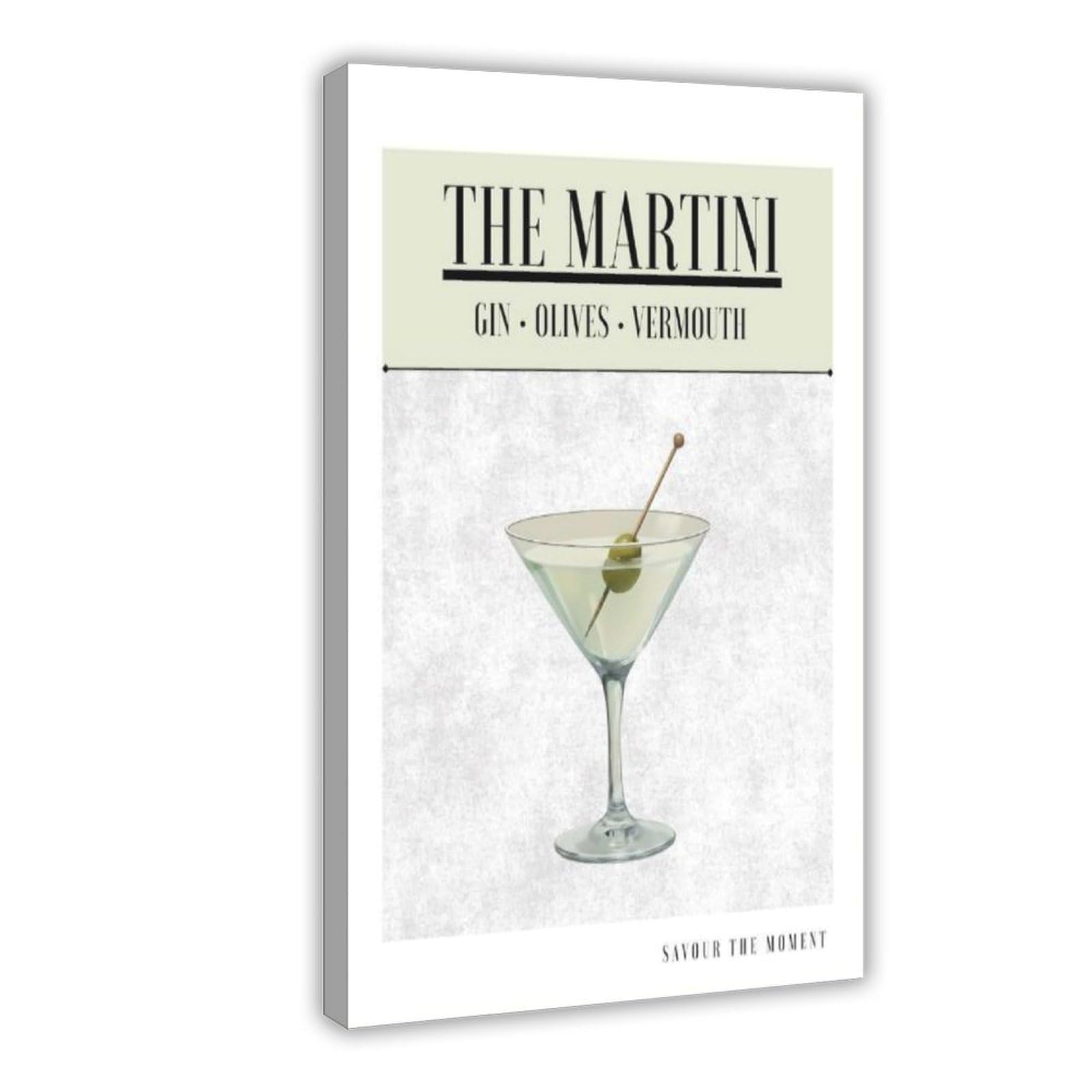 QIOTBVV Minimalist Style, Martini Cocktail Print on White Background Canvas Poster Bedroom Decor Landscape Office Room Decor Gift 20" L X 30" W