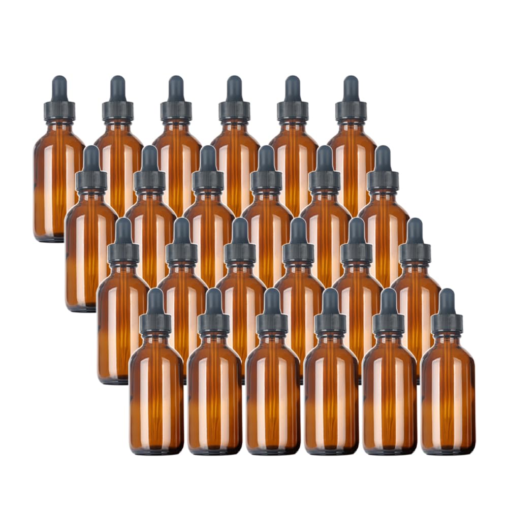 Magic Season Boston - Bottiglie rotonde in vetro (ambra/60 ml con contagocce/24 pezzi)