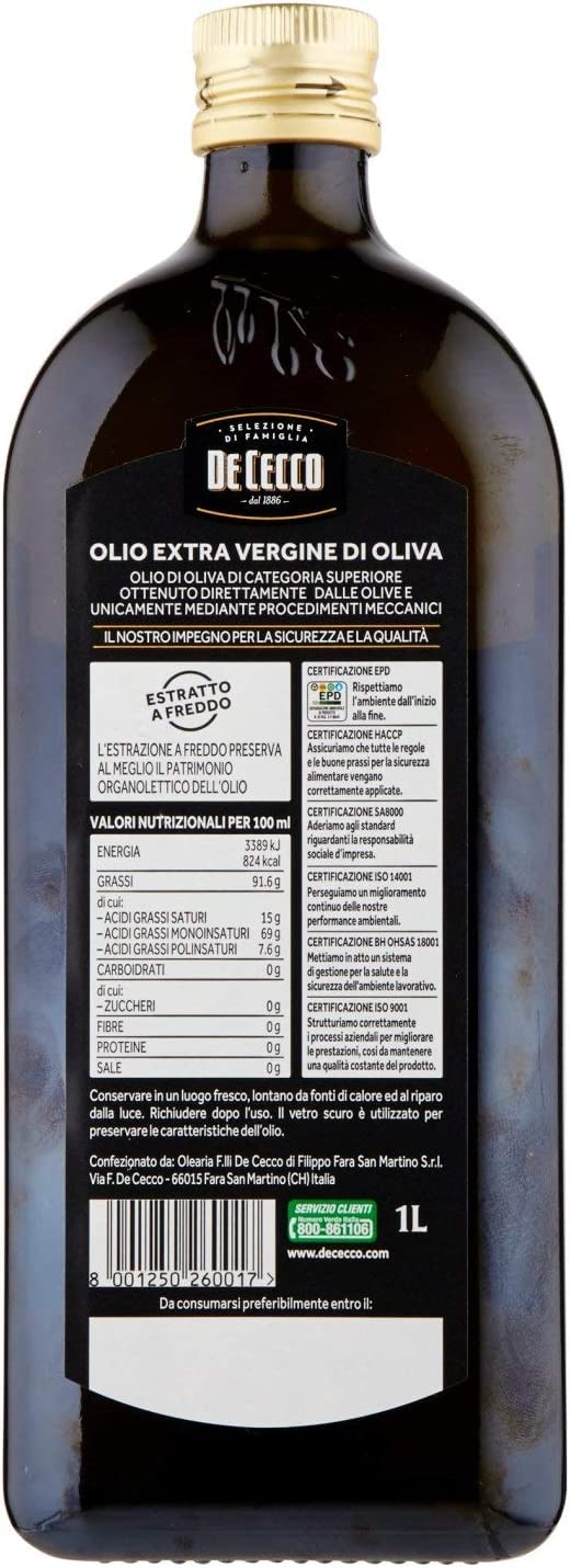 Olio Extra Vergine di Oliva 100% Italiano - Aceite de oliva virgen suave, 3 x 750 ml