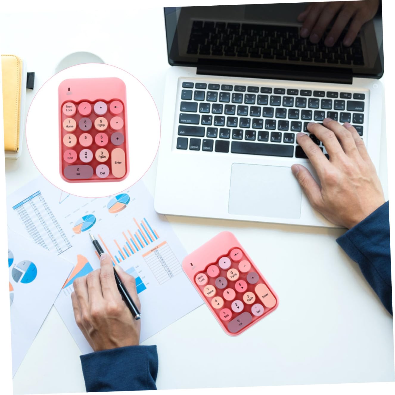 jojofuny Tastierino Numerico Wireless 2. 4g Rosa in ABS, Mini Tastierino | Tastierino Numerico Wireless 18 Tasti Indipendenti, Tasto Backspace, Portatile, per Notebook e Moduli Finanziari