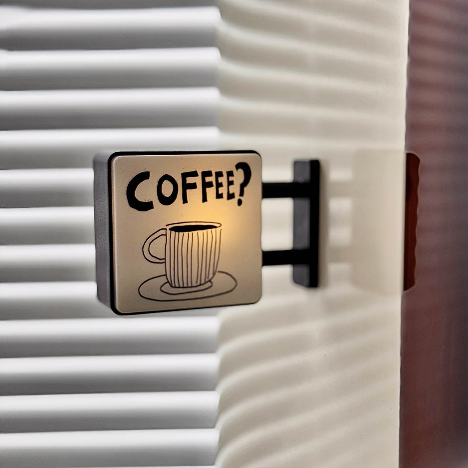 Coffee Lamp Refrigerator Magnet, Cute Cat Night Light, Vintage Latte Art Decor, Creative Kitchen Accessories, Warm LED Nightlight with Magnetic Back for Home Bar, Fridge, Coffee Lovers Gift (White)