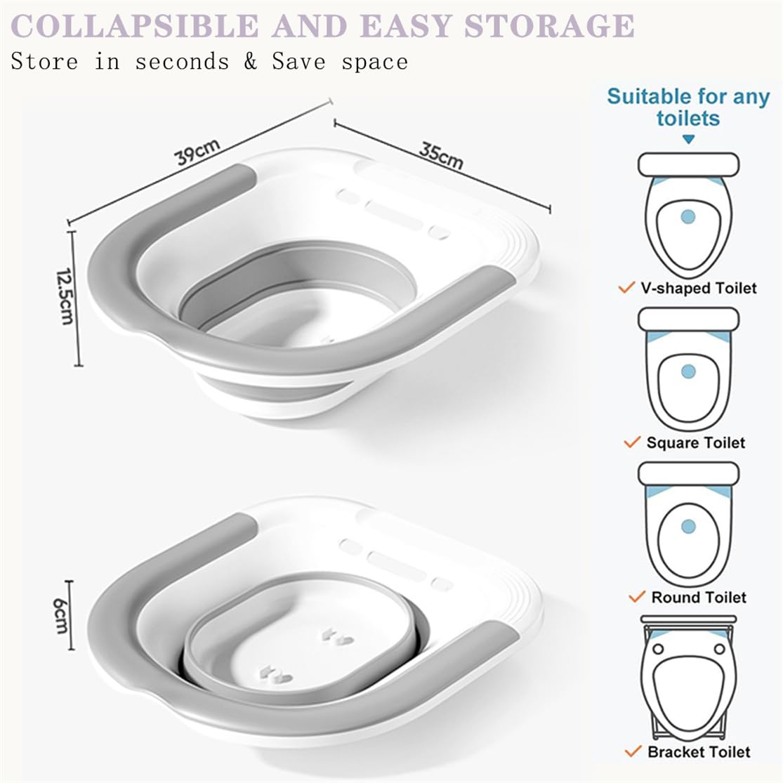Bagno sedile WC pieghevole vasca da bagno bidet sedile sedile per emorroidi Postpartale cura Yoni Steam e donne incinte