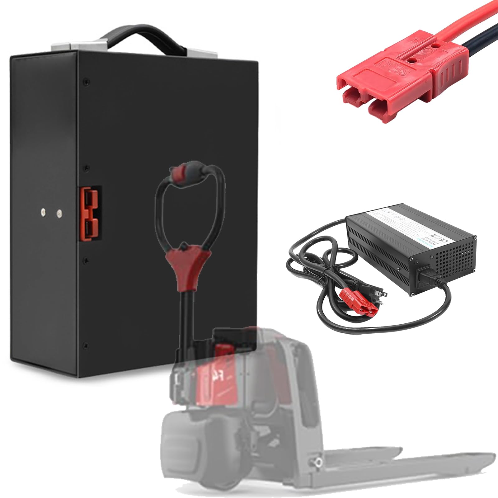 48V 10Ah 15Ah 20Ah Akku für Elektro-Hubwagen, 48 Volt LiFePO4 Lithium-Eisenphosphat-Akku mit Griff und BMS für Elektro-Gabelstapler/Hochhubwagen
