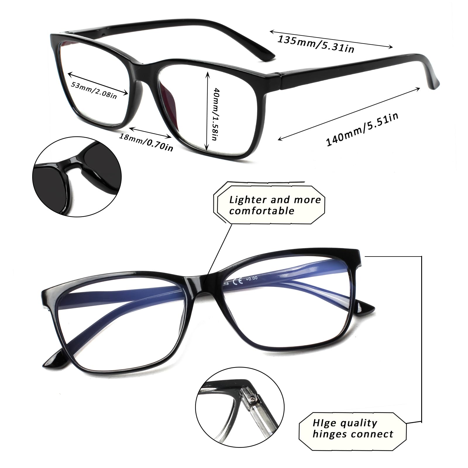 SIGVAN Ladies Reading Glasses Blue Light Blocking Spring Hinge Fashion Pattern Print Eyeglasses for Women (black, 1.75, x)