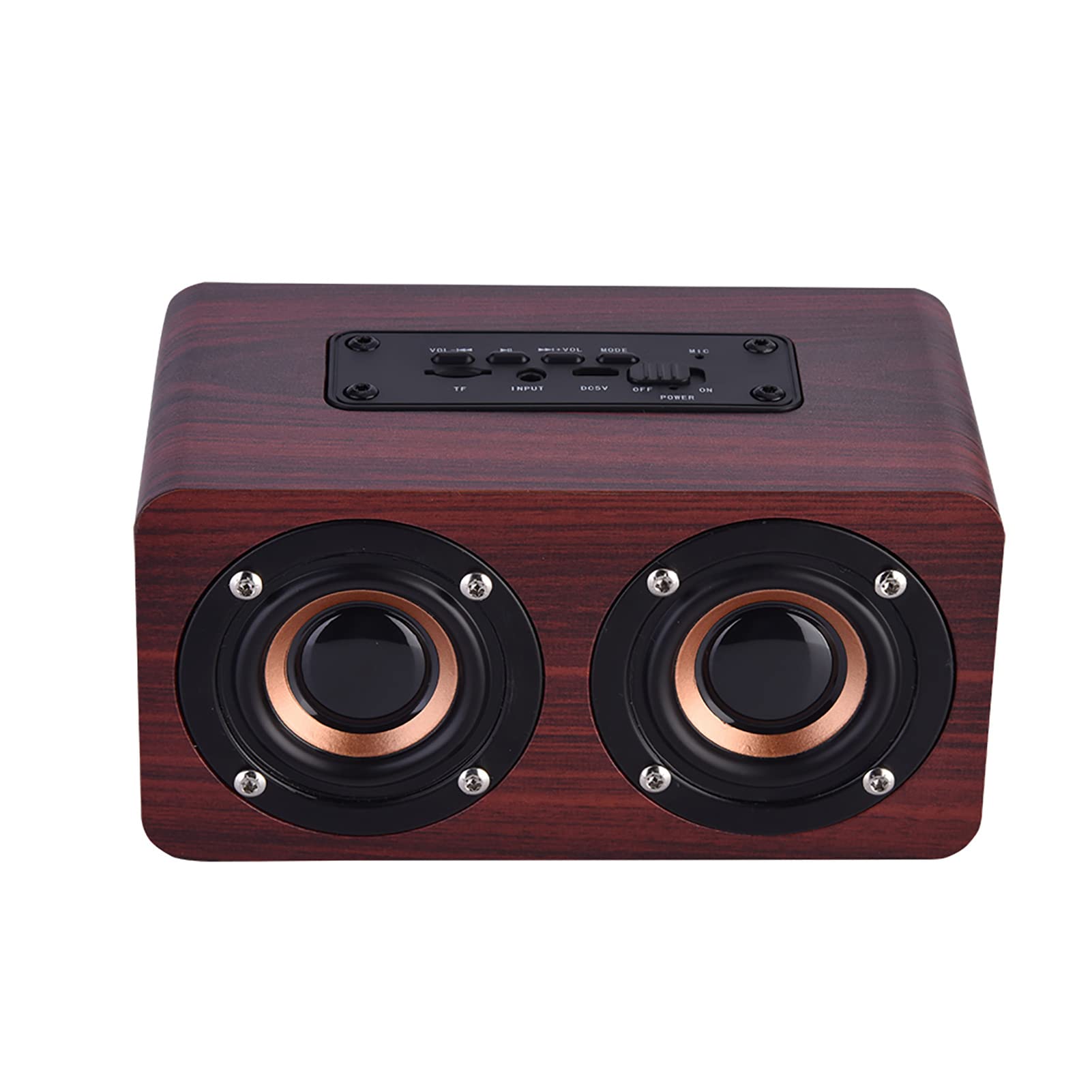 Fabater Mini Altoparlante Bluetooth Portatile in Legno, Altoparlante Stereo Wireless con 2 Trombe, Batteria da 1500 MAh, 8 Ore di Riproduzione, Doppi Driver, Bassi da 6 W, TF/AUX per Escursioni in