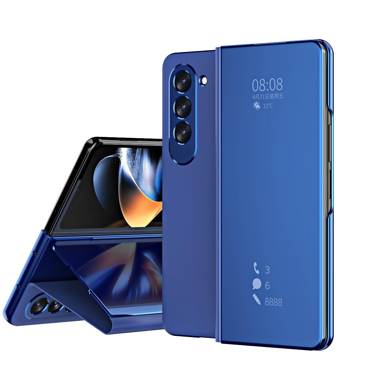 Generic Funda compatible con Samsung Galaxy Z Fold 2 (color: azul) con espejo magnético y tapa trasera rígida