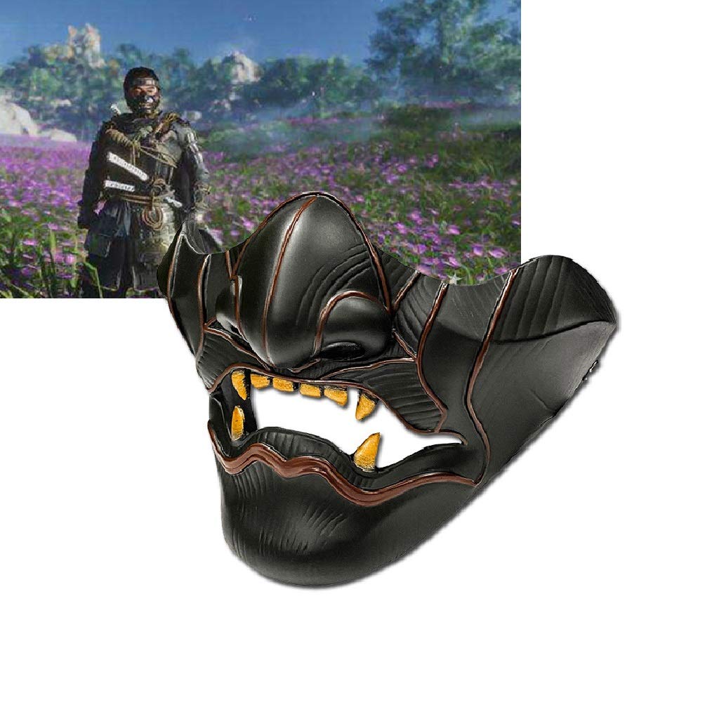 NECHARINOA Ghost Mask Warrior Character Masks Japanese Solider Mask Novelty Halloween Party Cosplay Costume Party Accessory Prop