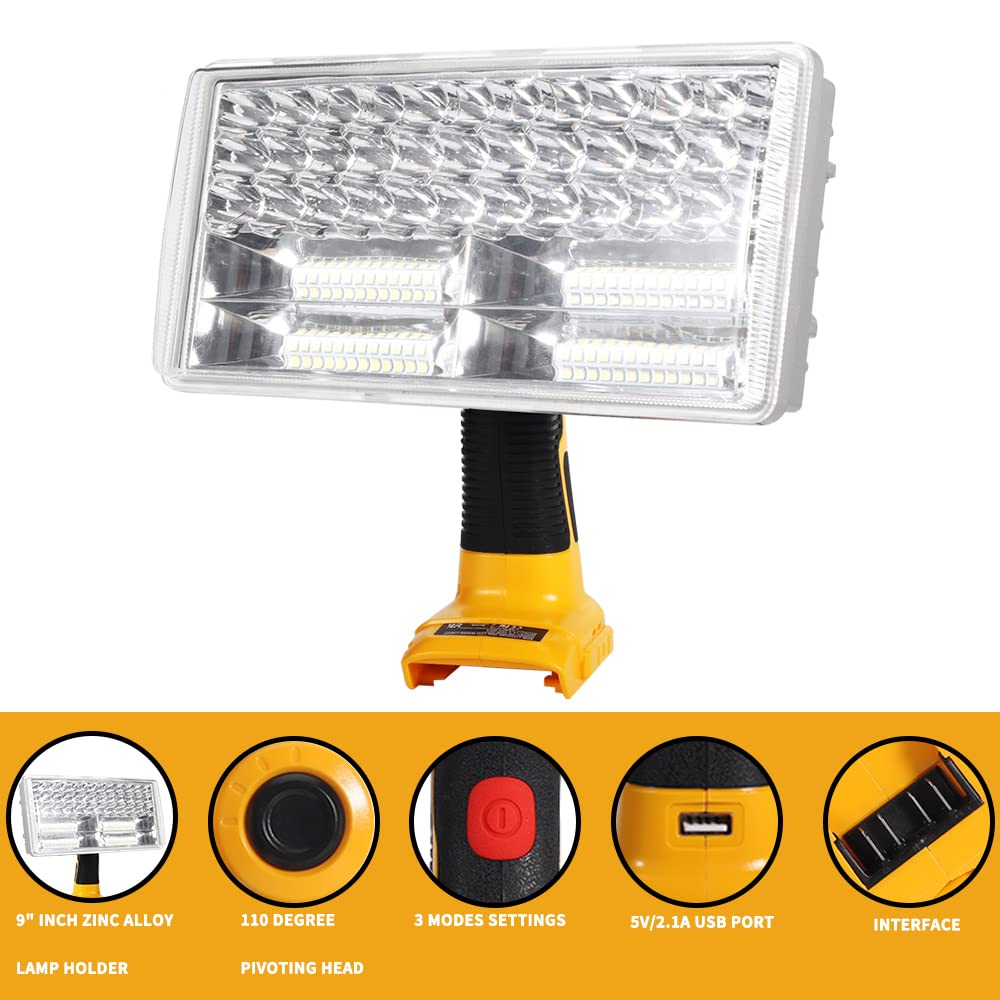 DTEZ 20V LED Work Light For DeWalt Batteries - 4200LM Flashlight With USB Port, 3 Modes For Camping & Emergencies - View #8