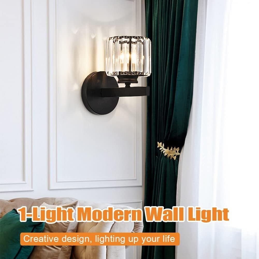 Lampade da Parete per Camera da Letto Lampada Decorativa con Finitura Nera in Cristallo per Bagno, Camera da Letto, Soggiorno, Studio, corridoio, Ingresso, Ristorante, apparecchio
