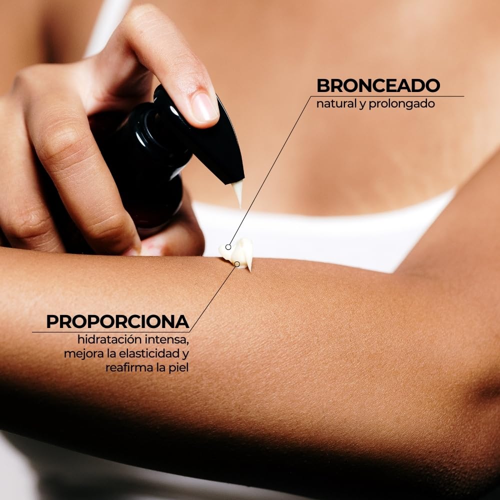 AOKlabs- BRONGZELIA Crema autobronceadora hidratante, emulsión fluida de rápida absorción 200ml.
