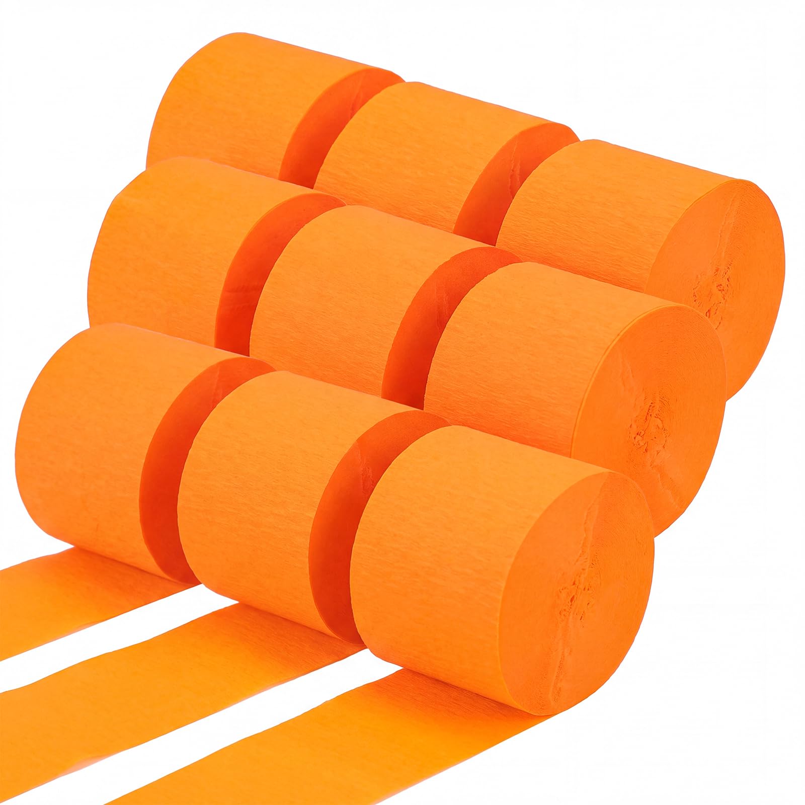 Orange Crepe Paper Streamers 9 Rolls 738ft, 1.77 Inch x 82 Ft/Roll