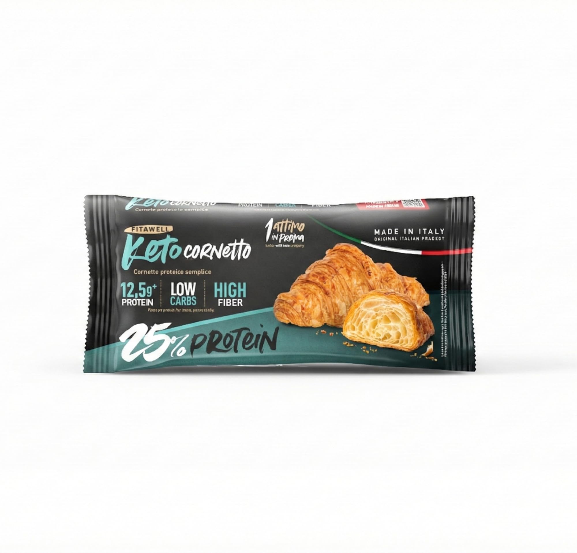 1Attimo in Forma Cornetto Proteico Keto Vuoto 50g, Croissant Proteico Low Carb ad Alto Contenuto Proteico, Ideale per Dieta Chetogenica e Colazione Proteica