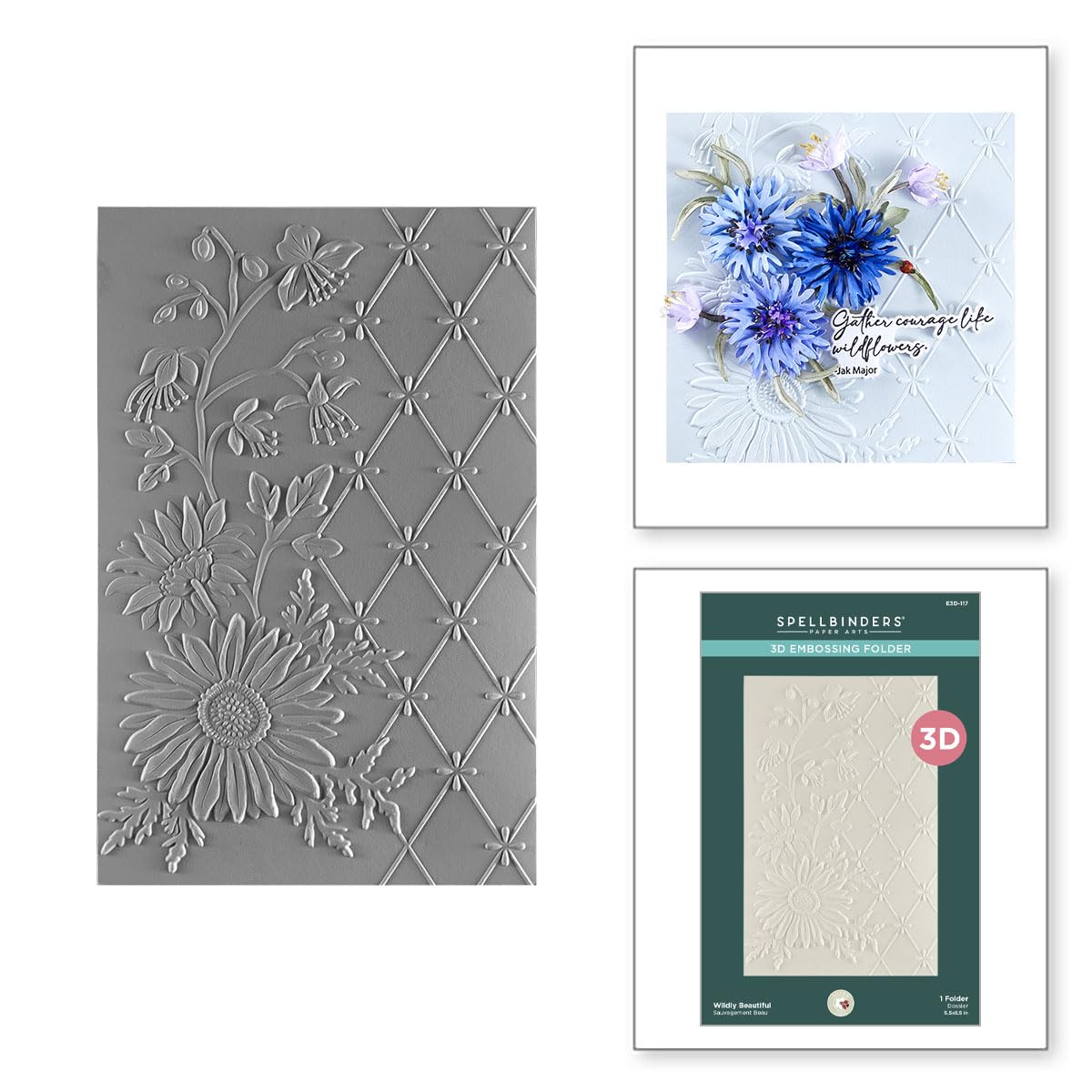 Spellbinders Wildly Beautiful 3D Embossing Folder, White