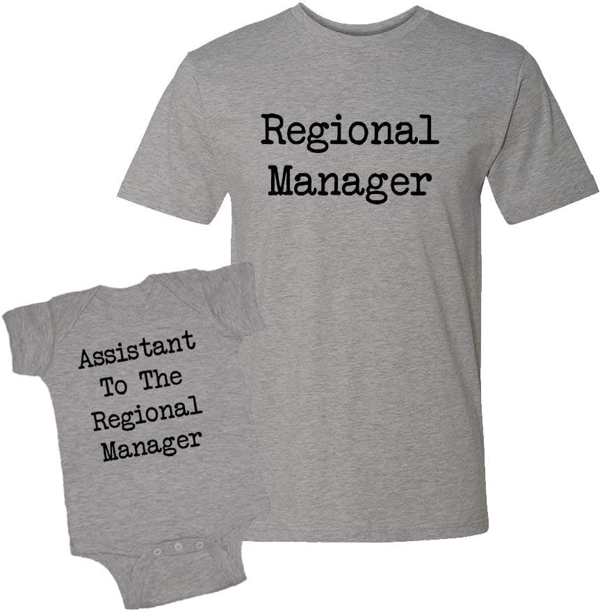 Regional Manager & Assistant to The Regional Manager - Baby Bodysuit & T-Shirt Matching Set (Heather, Large/12M)
