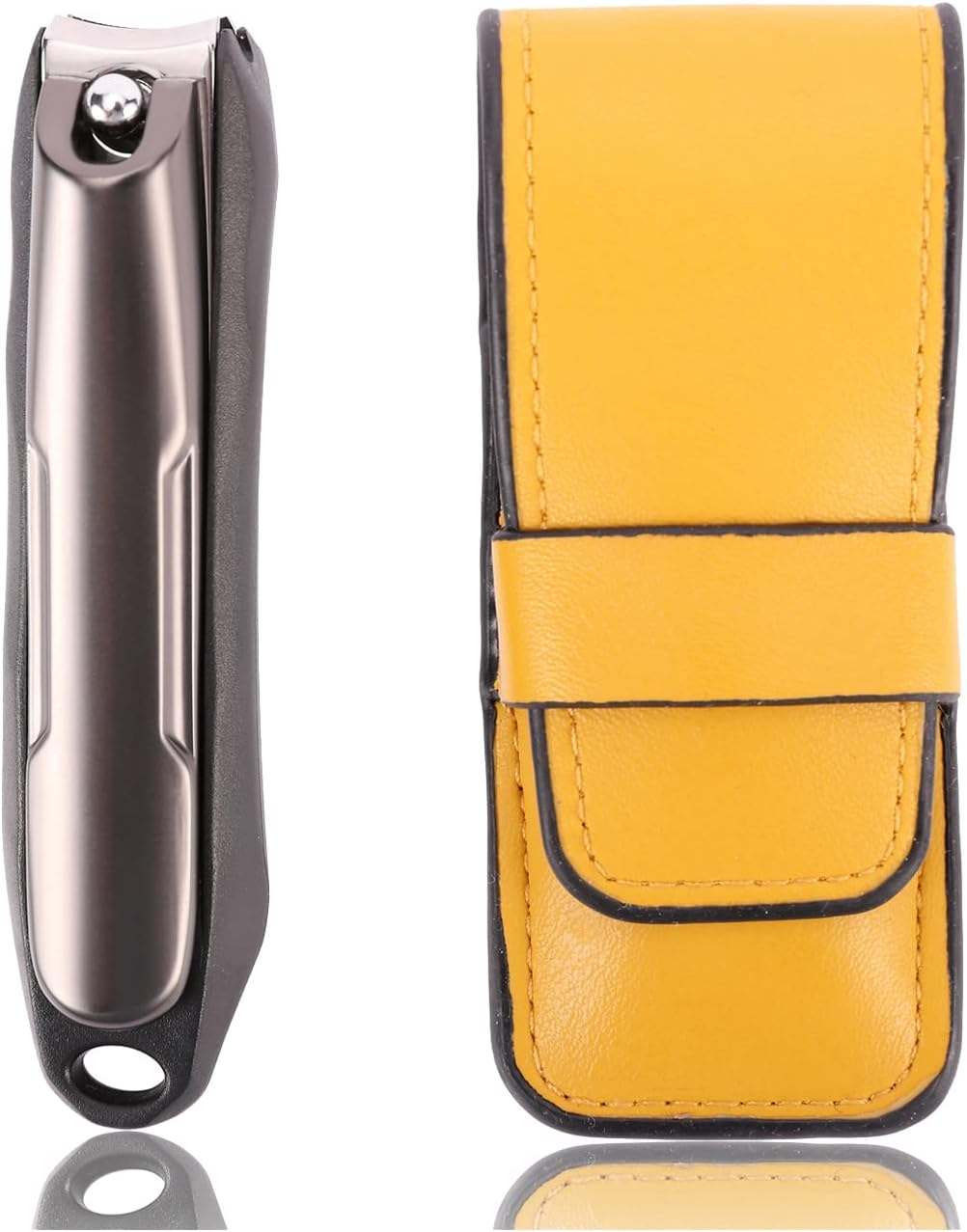 HITOPTYNail Clippers, Stainless Steel Ingrown Toenail Cutter Fingernail Trimming Clippers, Manicure Pedicure Kit with Nail File in Sheath for Thick Nails