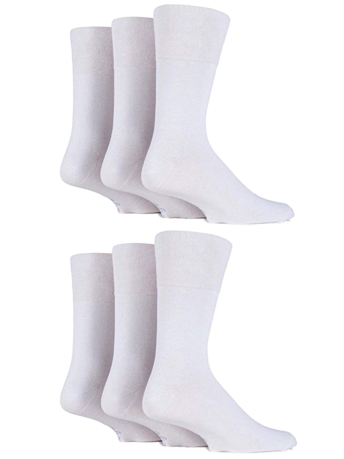 HDUK Mens Socks6x Diabetic Gentle Grip HoneyCombe Top Non Elastic by SockShop/UK 6-11 Eur 39-45, Plain White, 6-11