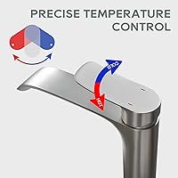 Vista 7 de Tall Vessel Sink Faucet Bathroom Waterfall Faucet Brushed Nickel Finished Single Handle Matte Black Vanity Bathroom Faucet Basin Mixer Tap with