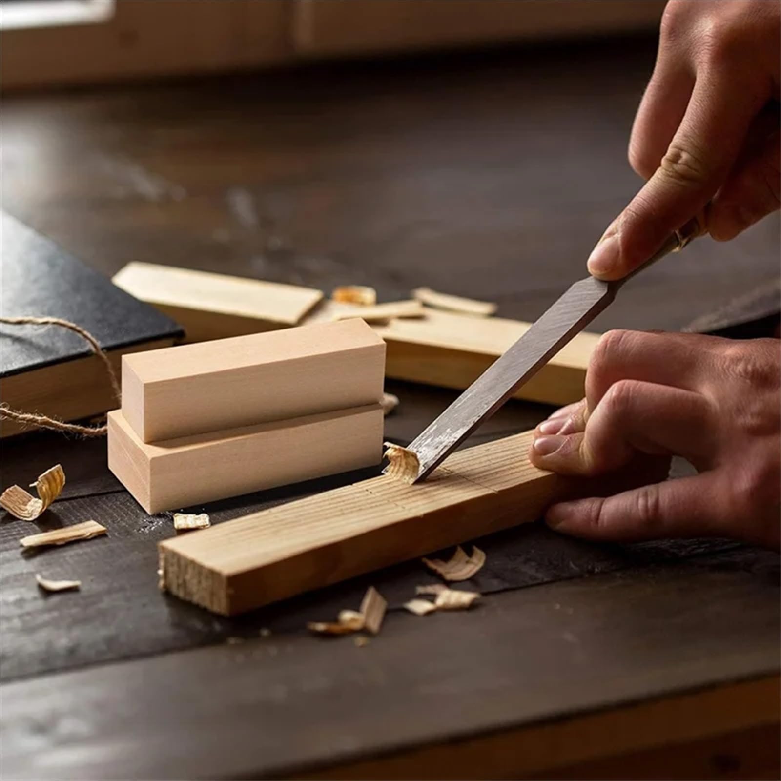 Taco De Madera De Tilo 20 Piezas de Kits de Tallado de Madera de Tilo, Bloques de Madera sin terminar, artesanías de Tallado artístico, Tallado de Madera DIY para Tallar