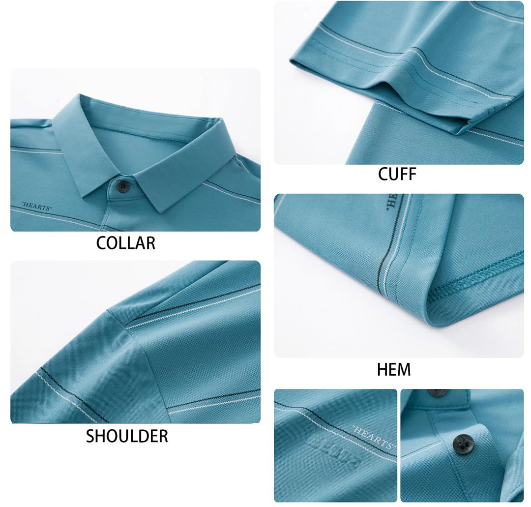 Disimlarl Maglietta da uomo casual da ufficio, per tutti i giorni, a righe, con risvolto, pullover da lavoro