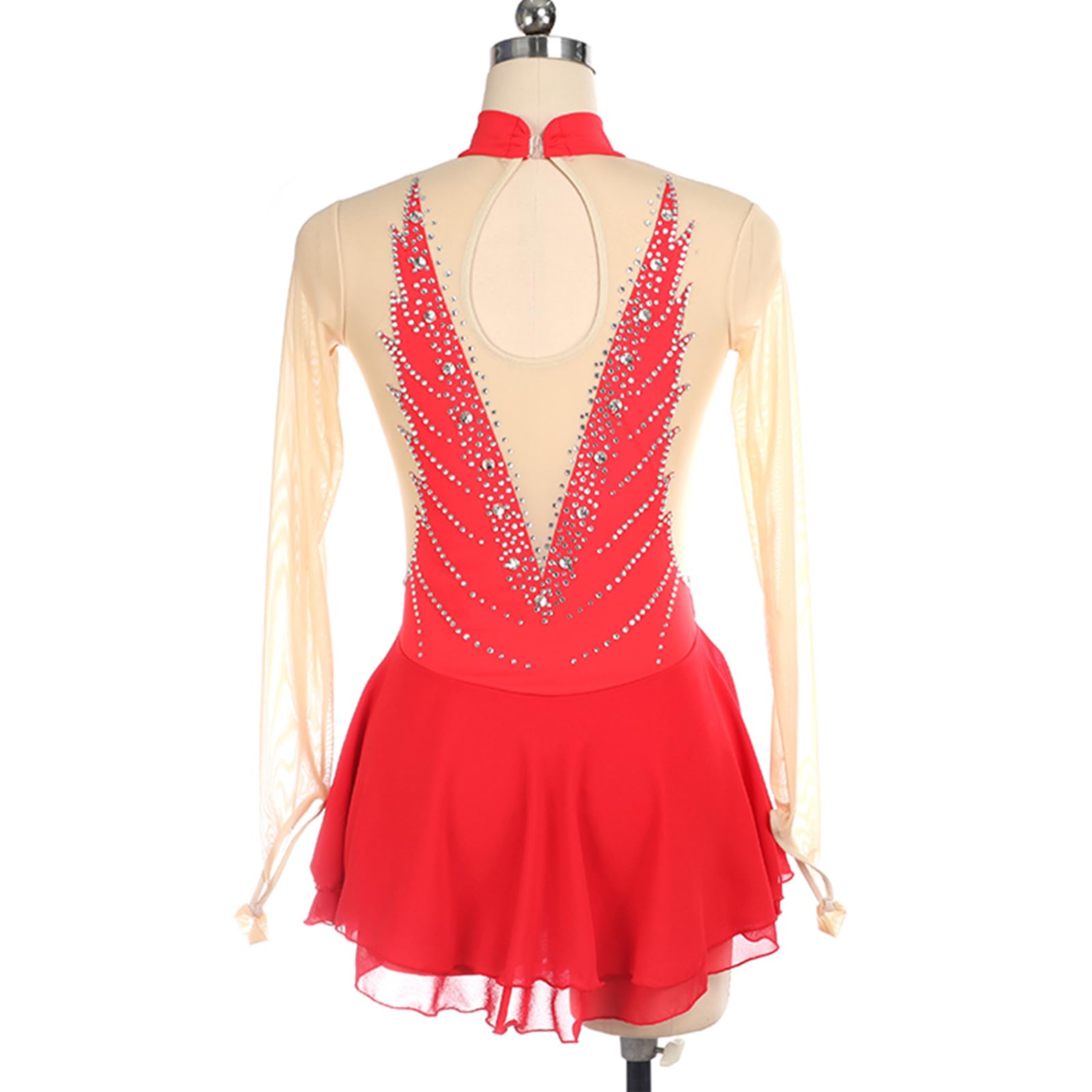 Tanzkleid Mädchen Pailletten Eiskunstlauf Kleid Kinder Langarm Ballettkleid Tanztrikot Mit Rock Kleider Gymnastikanzug Wettbewerb Tanz Kostüme,Grün,S