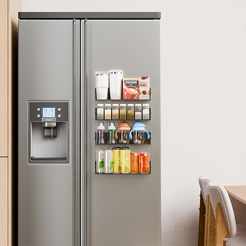 Miniatura 4 de Yieach Paquete de 4 soportes de pared transparentes para especias con adhesivo, 11.5 pulgadas de largo x 3.6 pulgadas de ancho, organizador de